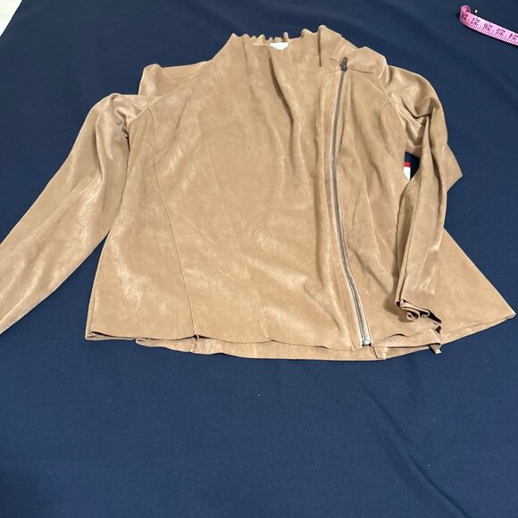 MOTE  Women's Lightweight Faux Suede Zip UP Jacket Size XL  Color TAN - Picture 2 of 11